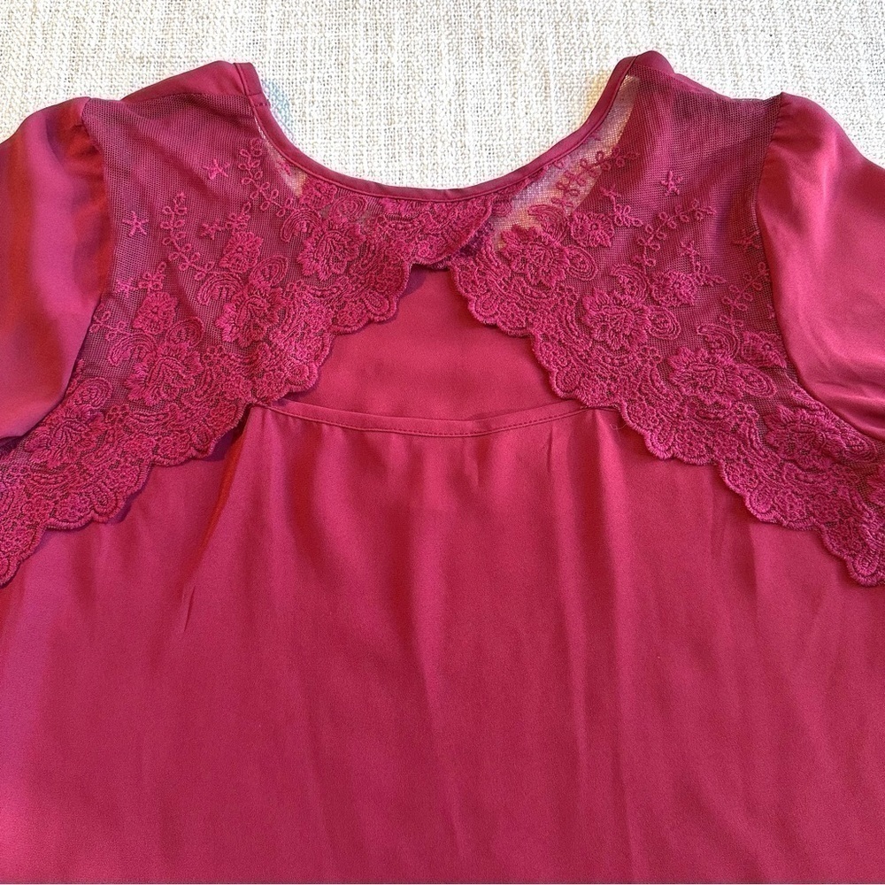 Charming Charlie Deep Red Lace Blouse - Picture 5 of 15